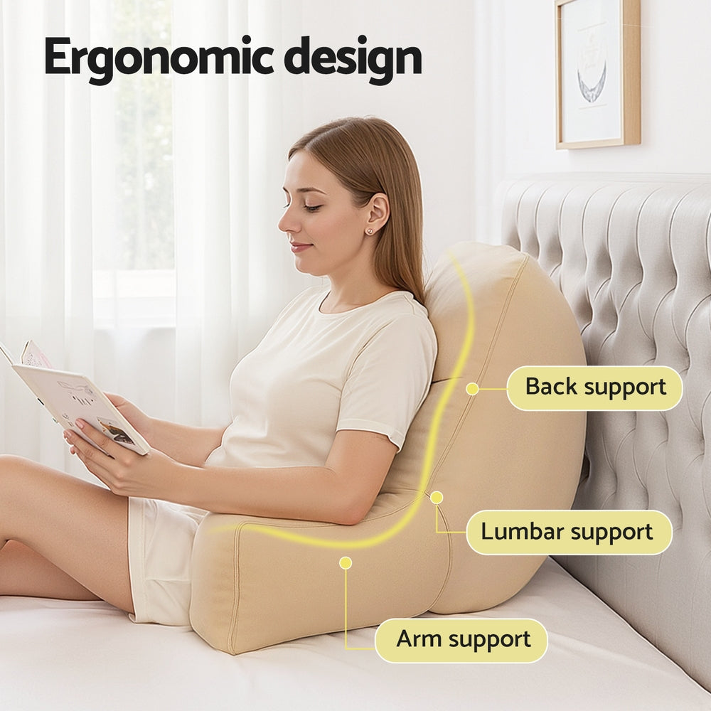 Giselle Bedding Back Pillow 49x49x15cm Oatmeal, Ergonomic Lumbar Support - SuperSaverAU - view 3