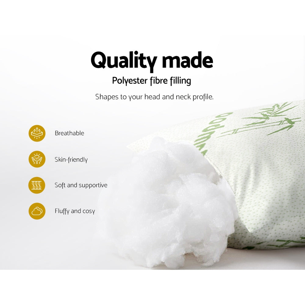Giselle Bedding 4 Pack Bamboo Pillows - Firm & Medium for Side/Back Sleepers - SuperSaverAU - view 4