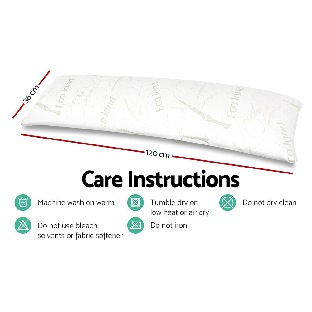 Giselle Bedding Bamboo Body Pillow 120x36x24cm, Gel Memory Foam, Machine Washable