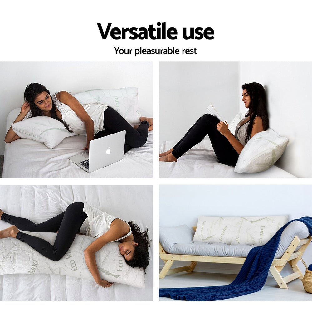 Giselle Bedding Bamboo Body Pillow 120x36x24cm, Gel Memory Foam, Machine Washable - SuperSaverAU - view 4