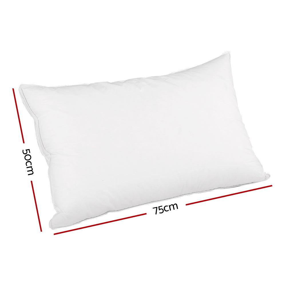 Giselle Bedding Duck Feather Down Twin Pack Pillow 75x50cm, 1kg Filling, Hypo-allergy - SuperSaverAU - view 2