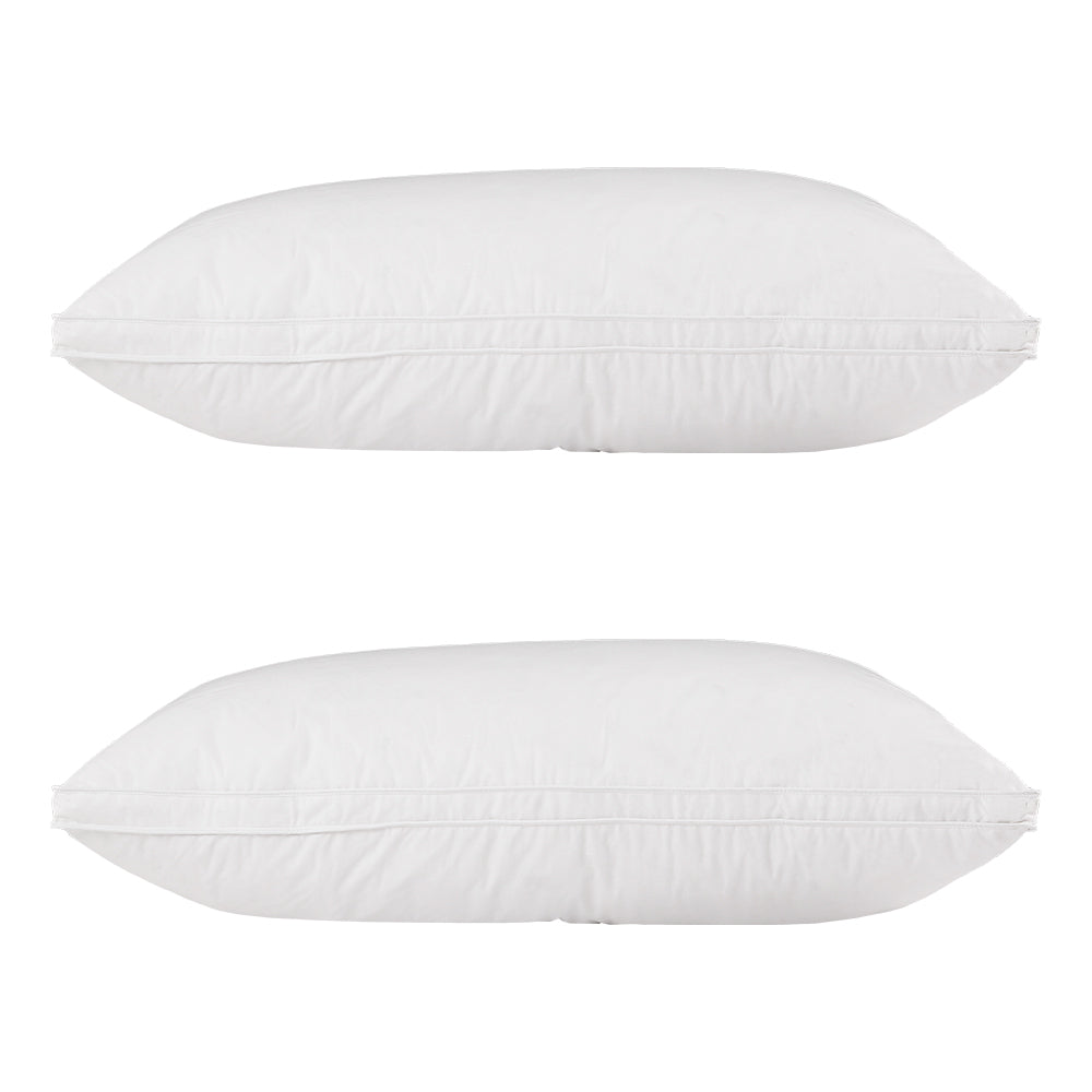 Giselle Bedding Duck Feather Down Twin Pack Pillow 75x50cm, 1kg Filling, Hypo-allergy