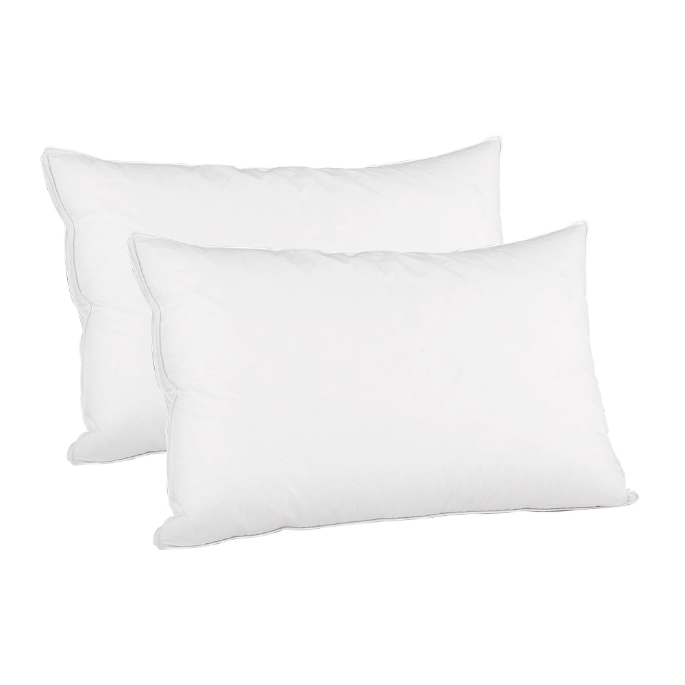 Giselle Bedding Duck Feather Down Twin Pack Pillow 75x50cm, 1kg Filling, Hypo-allergy