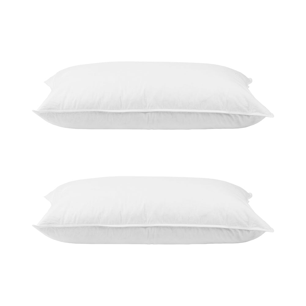 Giselle Bedding Duck Feather & Down Pillows Twin Pack 73x48cm Hypo-Allergy