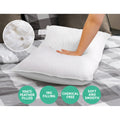 Giselle Bedding Duck Feather & Down Pillows Twin Pack 73x48cm Hypo-Allergy - SuperSaverAU - view 2