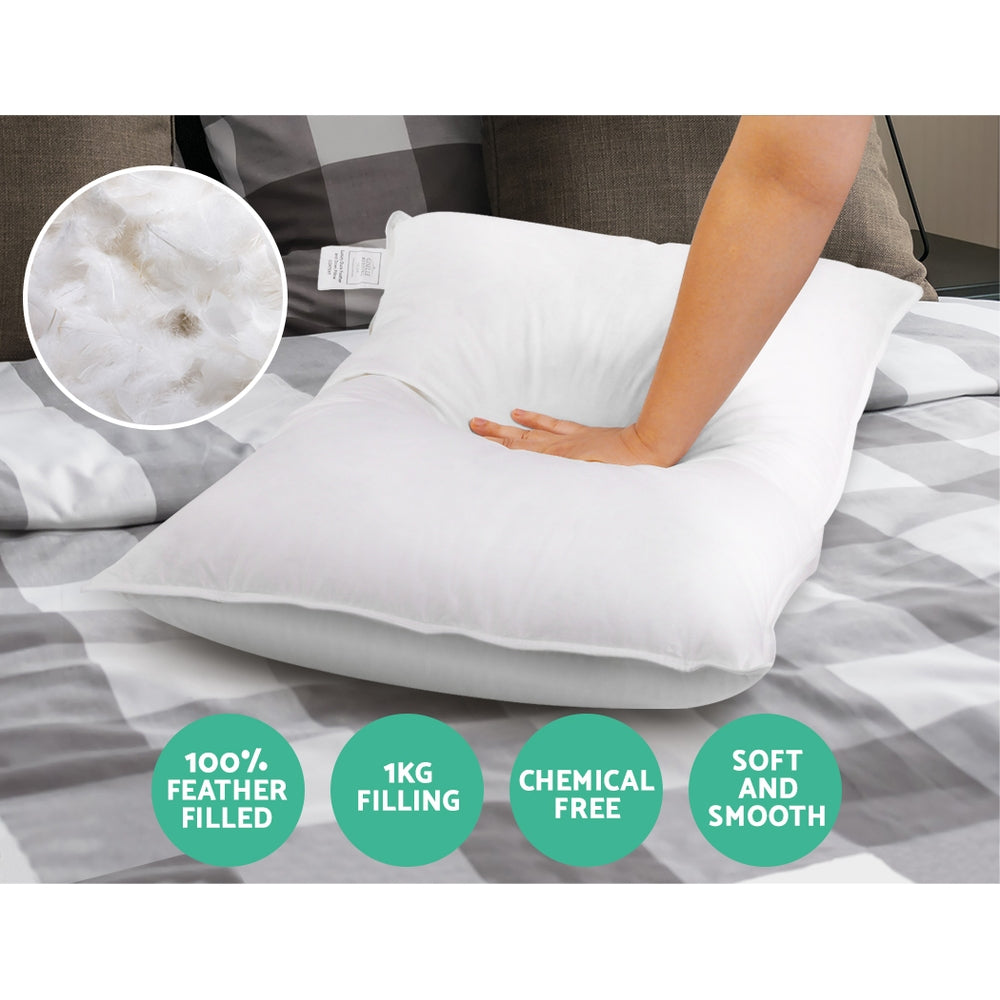 Giselle Bedding Duck Feather & Down Pillows Twin Pack 73x48cm Hypo-Allergy - SuperSaverAU - view 2