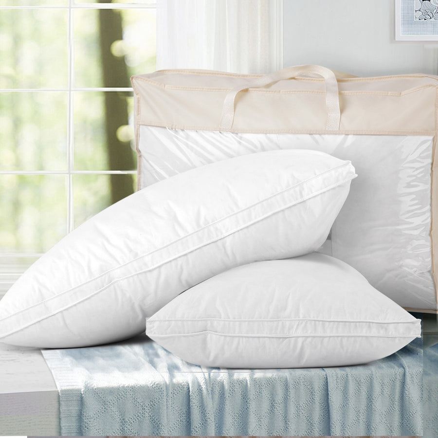 Giselle Bedding Goose Feather Down Twin Pack Pillow 75x50cm Hypo-allergy - SuperSaverAU - view 1
