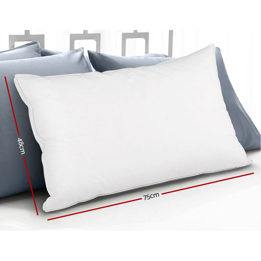 Giselle Bedding Goose Feather Down Twin Pack Pillow 75x50cm Hypo-allergy - SuperSaverAU - view 2