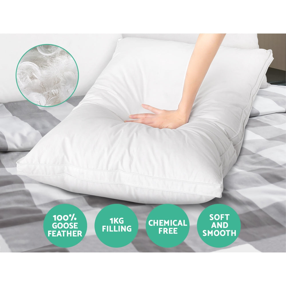 Giselle Bedding Goose Feather Down Twin Pack Pillow 75x50cm Hypo-allergy - SuperSaverAU - view 6