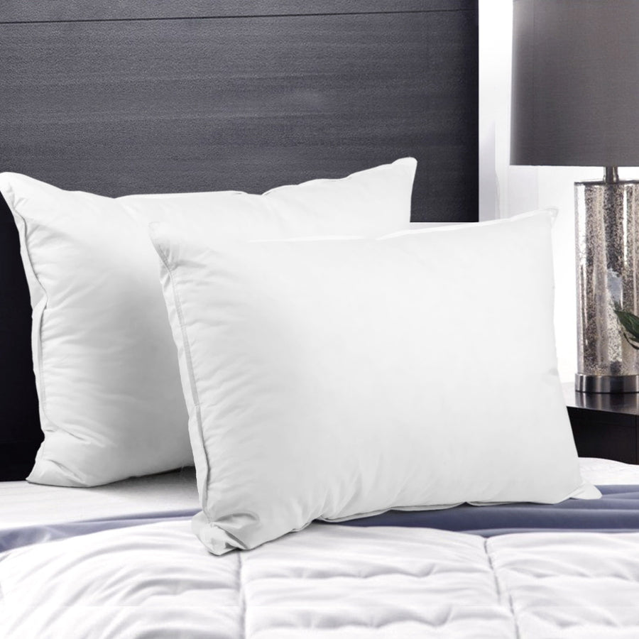 Giselle Bedding Goose Feather & Down Pillow Twin Pack 75cm x 50cm Hypo-Allergenic - SuperSaverAU - view 1