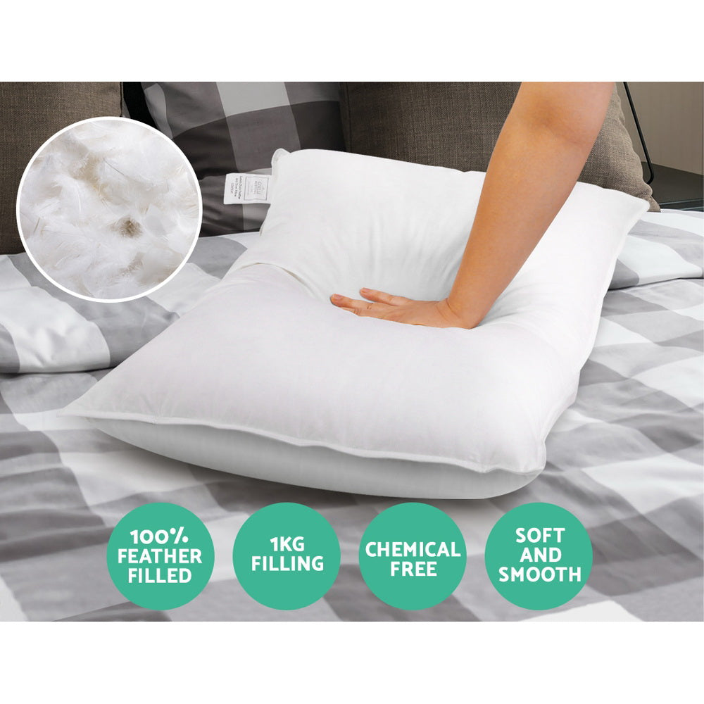 Giselle Bedding Goose Feather & Down Pillow Twin Pack 75cm x 50cm Hypo-Allergenic - SuperSaverAU - view 3