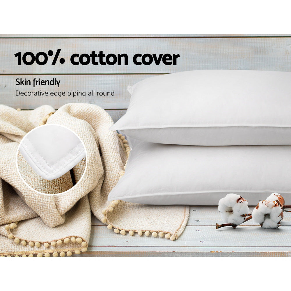 Giselle Bedding Goose Feather & Down Pillow Twin Pack 75cm x 50cm Hypo-Allergenic - SuperSaverAU - view 5