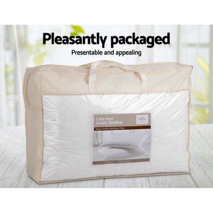 Giselle Bedding Goose Feather & Down Pillow Twin Pack 75cm x 50cm Hypo-Allergenic
