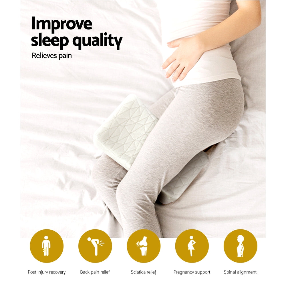 Giselle Bedding Memory Foam Knee Pillow 32cm x 18cm x 20cm, Ergonomic Design, Machine Washable - SuperSaverAU - view 3