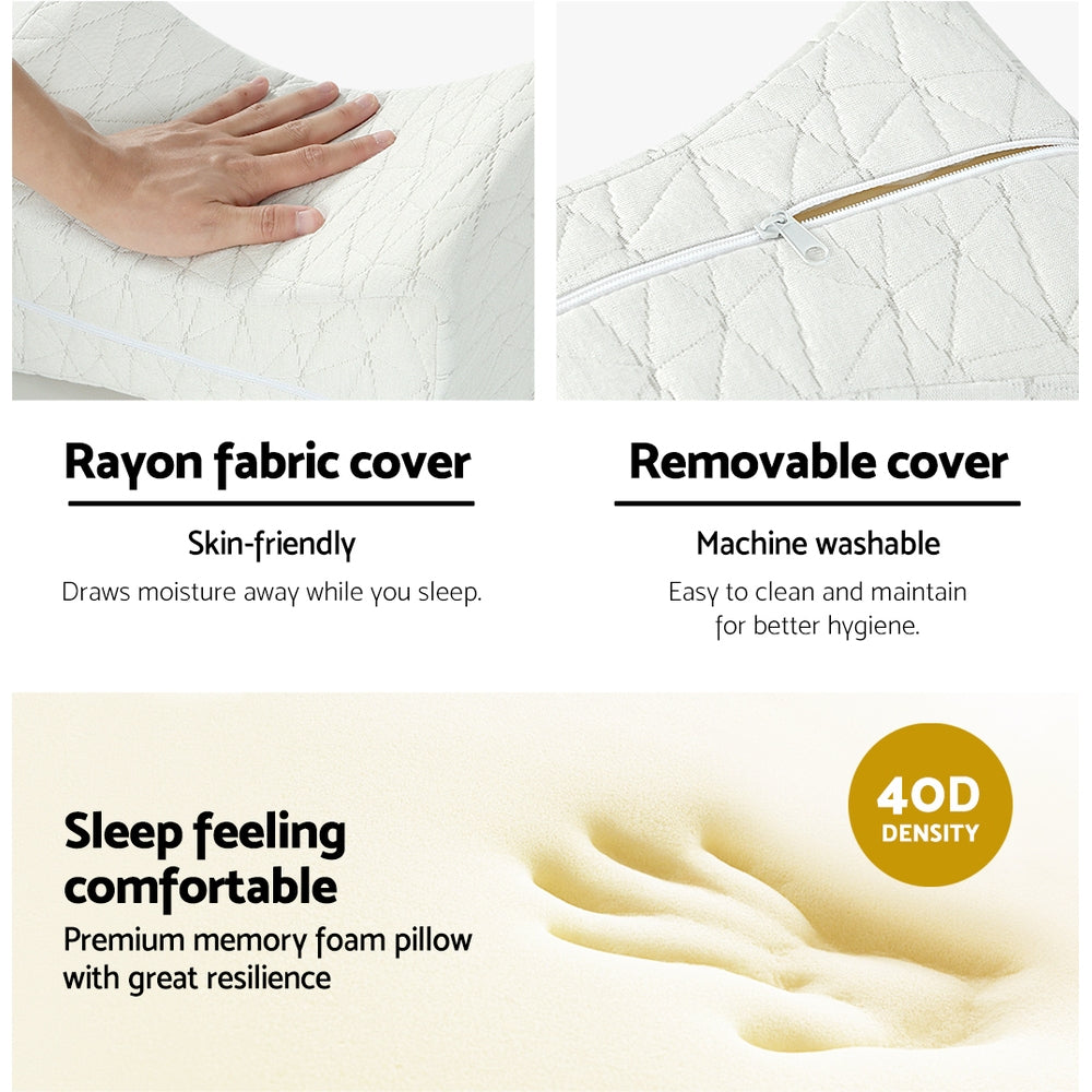 Giselle Bedding Memory Foam Knee Pillow 32cm x 18cm x 20cm, Ergonomic Design, Machine Washable - SuperSaverAU - view 4