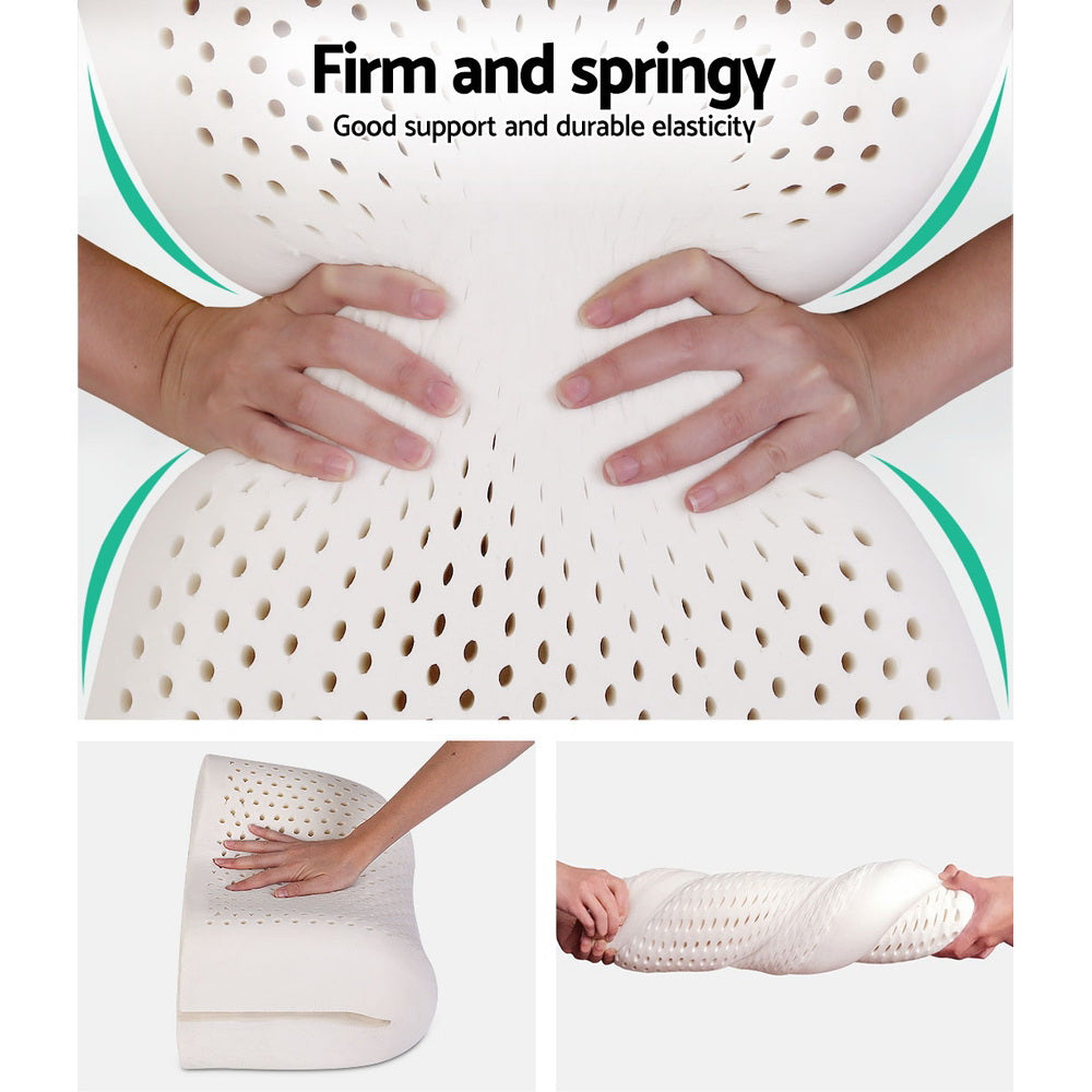 Giselle Bedding Natural Latex Pillow 2-Zone Twin Pack 60x40cm, Eco-Friendly, Breathable - SuperSaverAU - view 3
