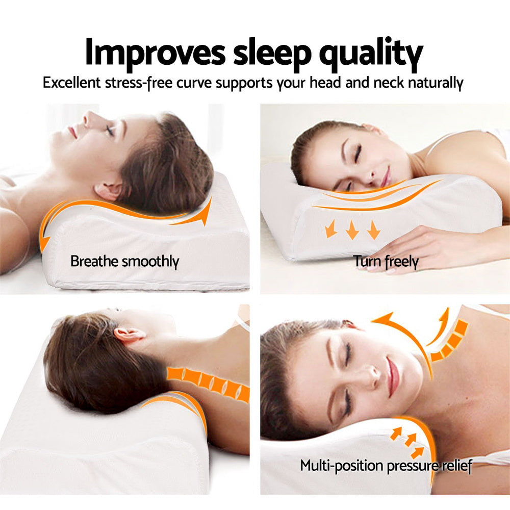 Giselle Bedding Natural Latex Pillow 2-Zone Twin Pack 60x40cm, Eco-Friendly, Breathable - SuperSaverAU - view 5