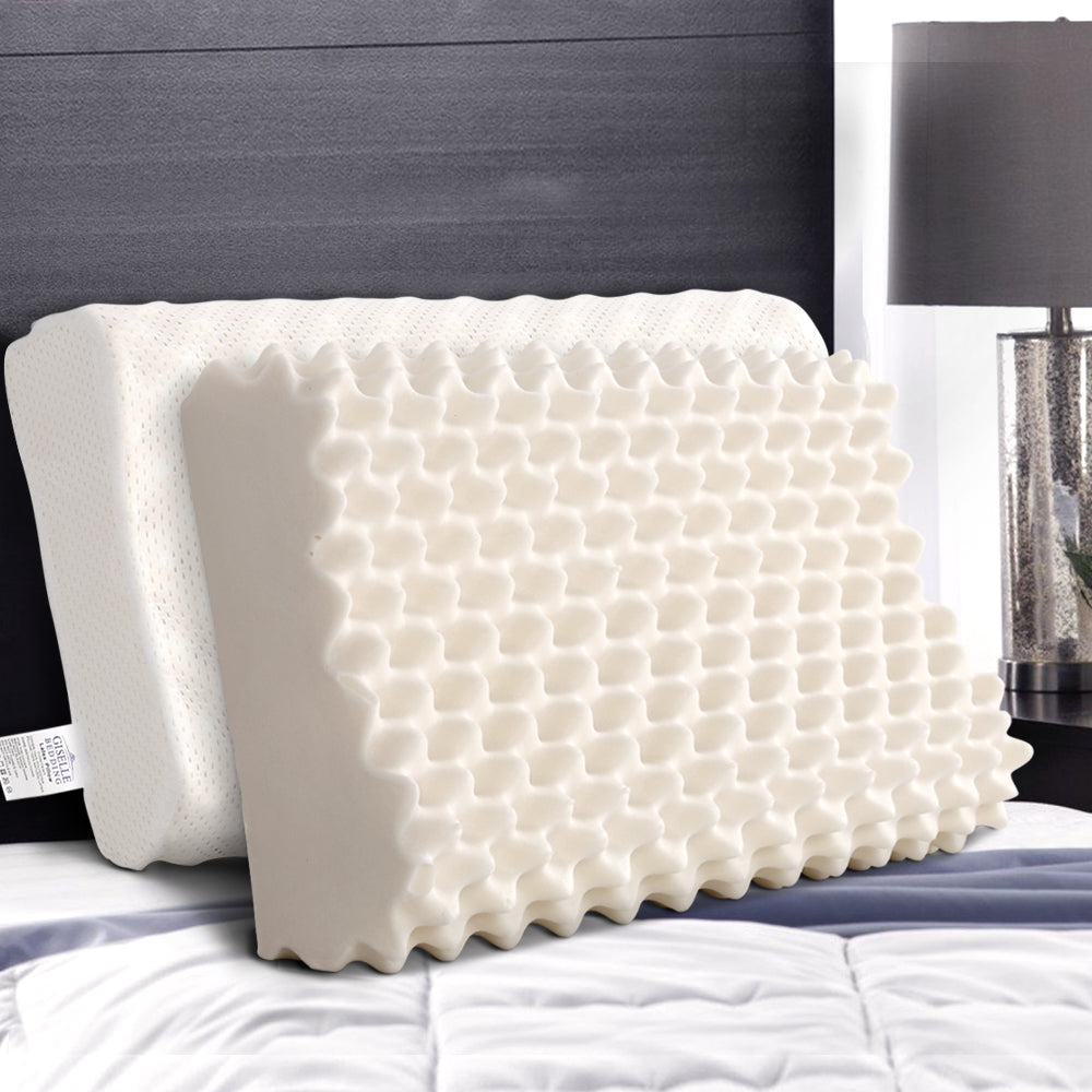 Giselle Bedding Natural Latex Pillow Twin Pack 60x36cm, Anti-Dust Mite, Washable Cover - SuperSaverAU - view 1