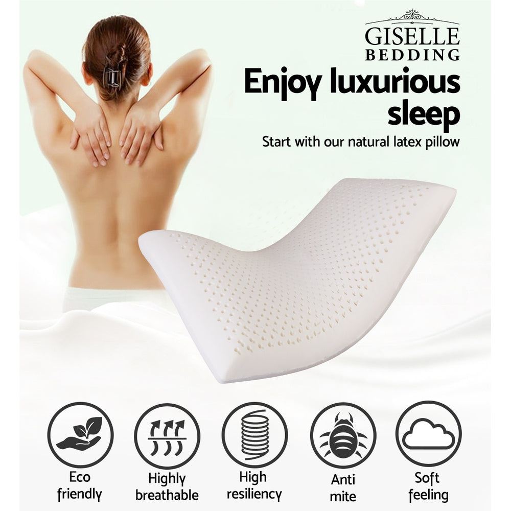 Giselle Bedding Natural Latex Pillow Set of 2 - Eco-Friendly, Breathable, Washable - SuperSaverAU - view 3