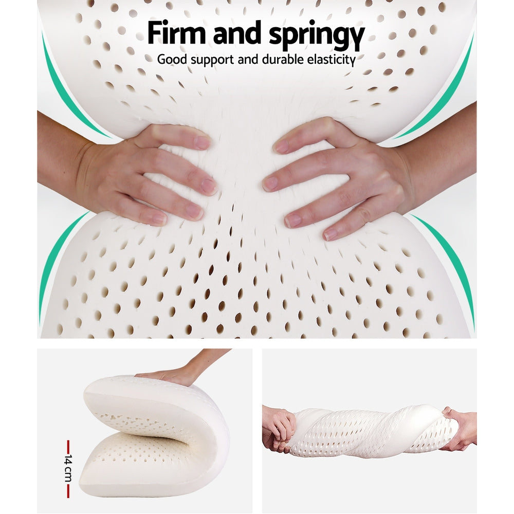 Giselle Bedding Natural Latex Pillow Set of 2 - Eco-Friendly, Breathable, Washable - SuperSaverAU - view 4