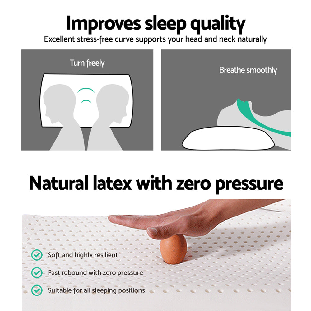 Giselle Bedding Natural Latex Pillow Set of 2 - Eco-Friendly, Breathable, Washable - SuperSaverAU - view 6