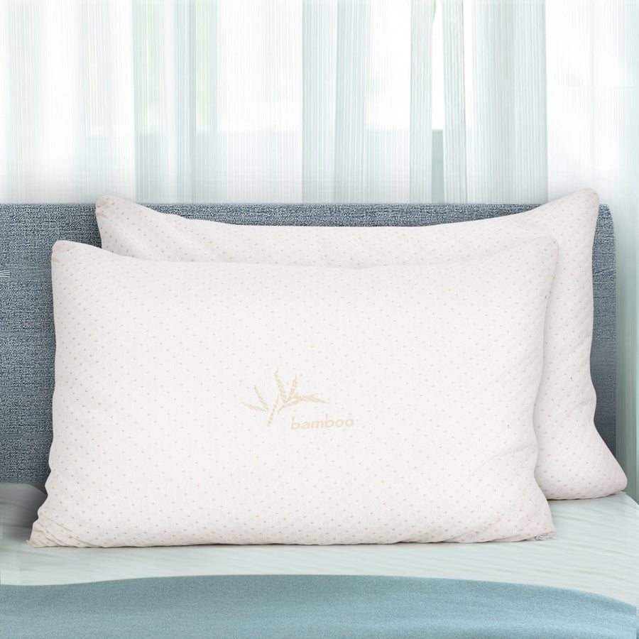 Giselle Bedding Memory Foam Pillow Twin Pack, Bamboo Cover, Hypoallergenic, 73cm x 48cm - SuperSaverAU - view 1