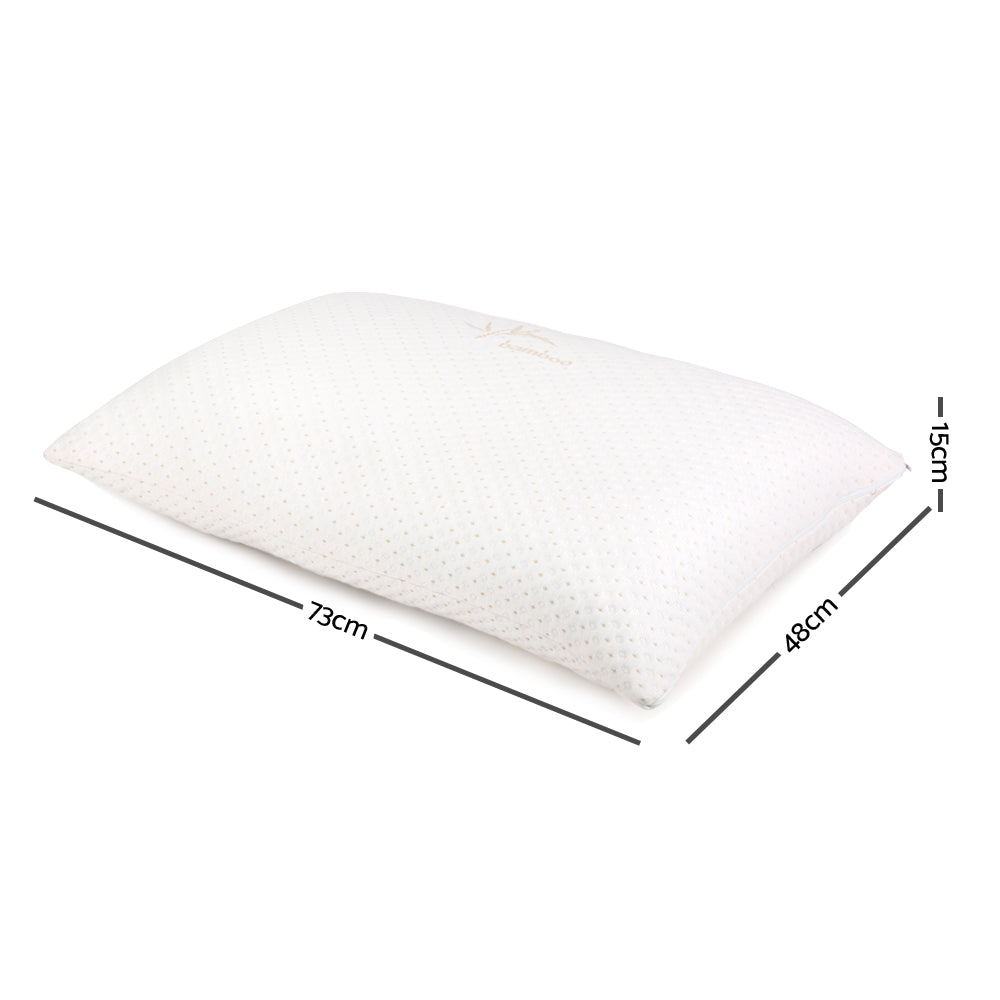 Giselle Bedding Memory Foam Pillow Twin Pack, Bamboo Cover, Hypoallergenic, 73cm x 48cm - SuperSaverAU - view 2