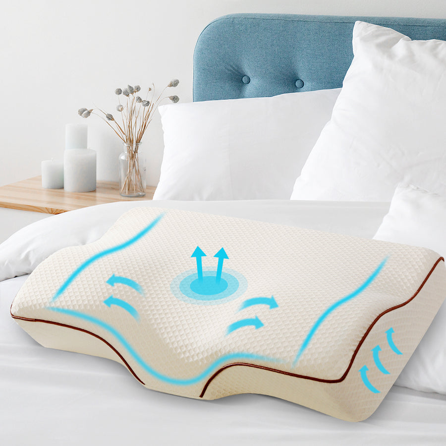Giselle Bedding Memory Foam Pillow 60cm x 35cm, Butterfly Design, Washable Cover - SuperSaverAU - view 1