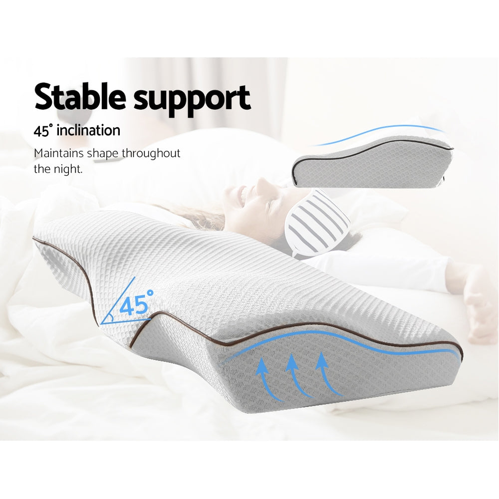 Giselle Bedding Memory Foam Pillow 60cm x 35cm, Butterfly Design, Washable Cover - SuperSaverAU - view 4