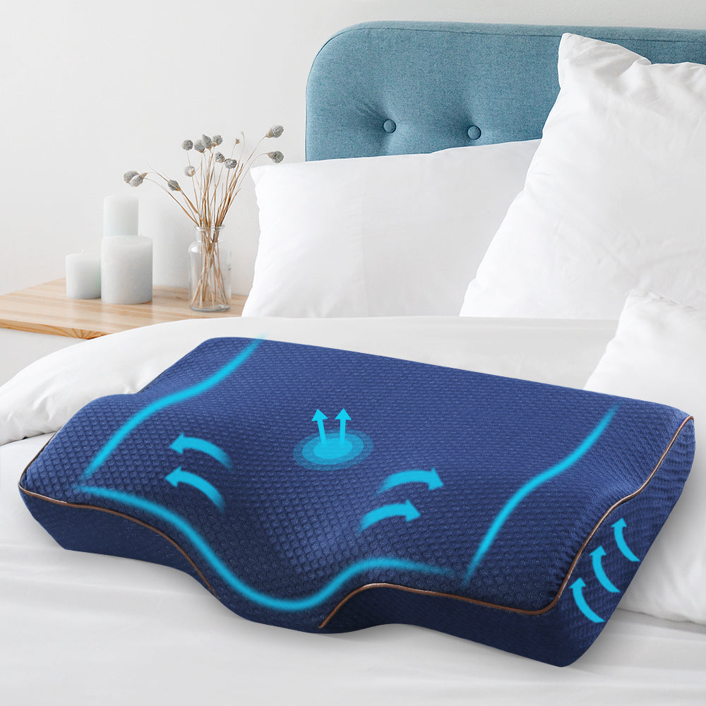 Giselle Bedding Memory Foam Pillow 60cm x 35cm, Butterfly Design, Washable Cover - SuperSaverAU - view 1