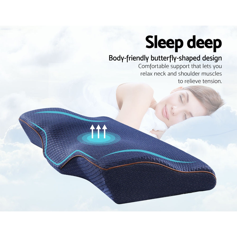 Giselle Bedding Memory Foam Pillow 60cm x 35cm, Butterfly Design, Washable Cover - SuperSaverAU - view 2