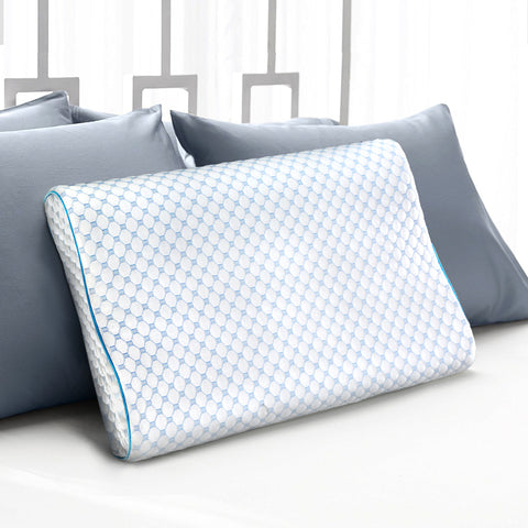 Giselle Bedding Memory Foam Pillow 60x40cm Cool Gel Ice Silk Cover - SuperSaverAU - view 1