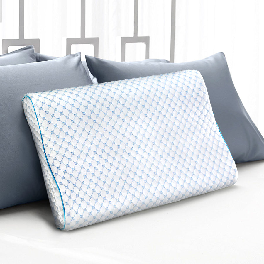 Giselle Bedding Memory Foam Pillow 60x40cm Cool Gel Ice Silk Cover - SuperSaverAU - view 1