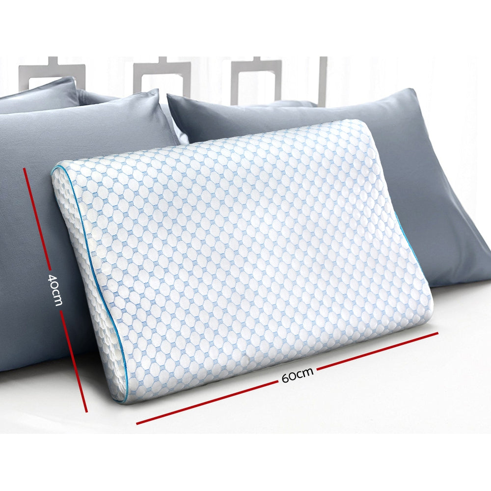 Giselle Bedding Memory Foam Pillow 60x40cm Cool Gel Ice Silk Cover - SuperSaverAU - view 2