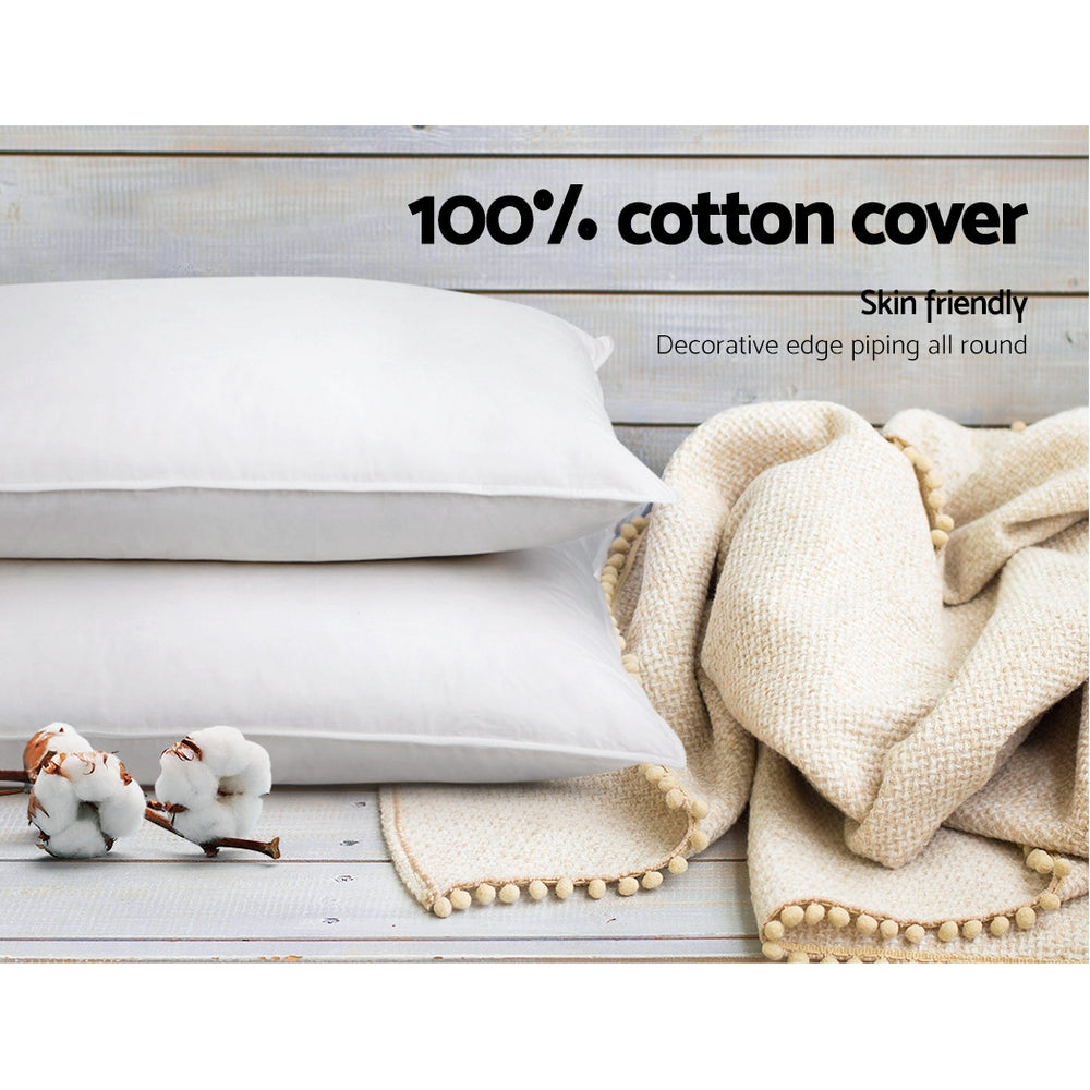 Giselle Bedding Set of 4 Pillows 48x73cm - 2 Firm & 2 Medium, Cotton Cover - SuperSaverAU - view 5