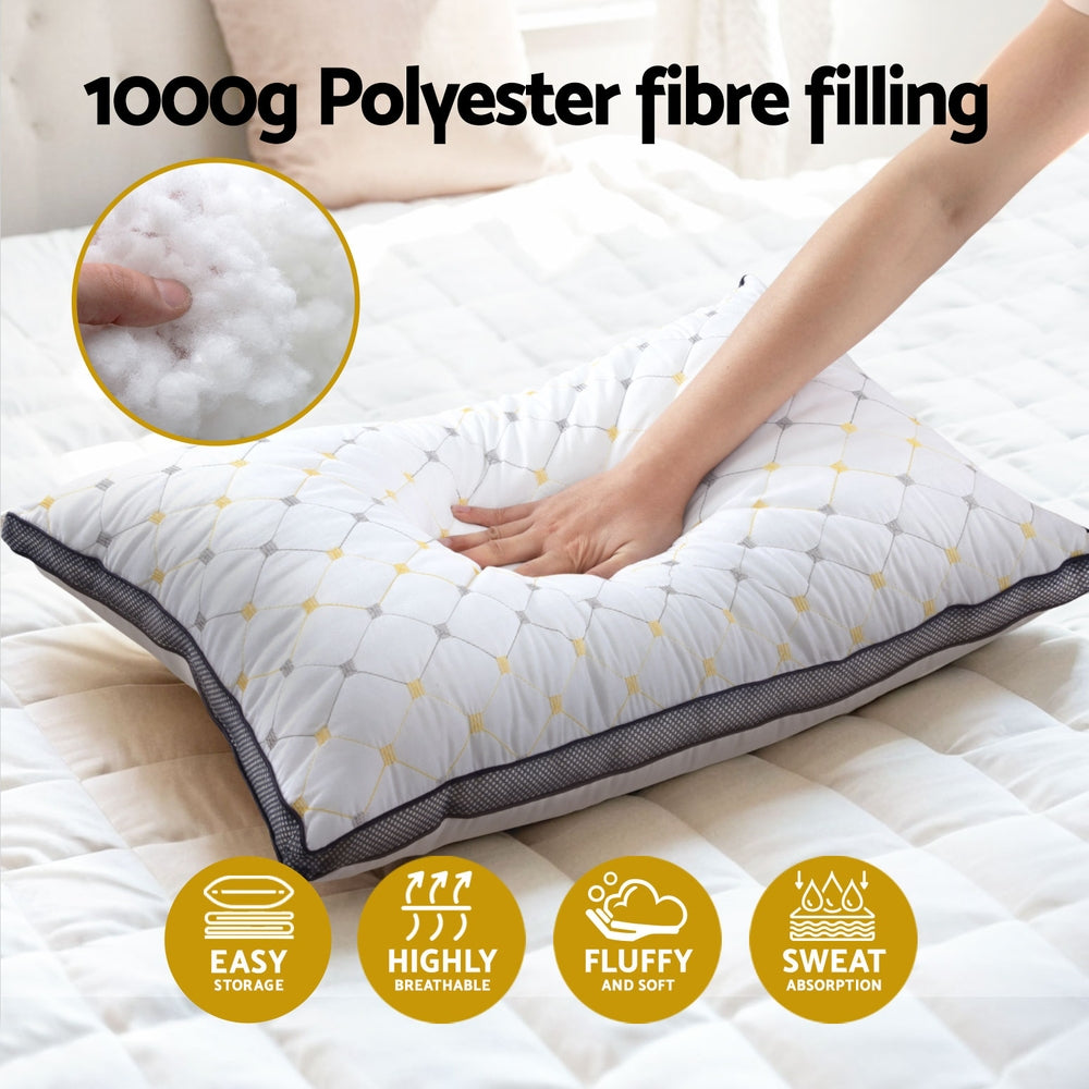 Giselle Bedding Microfibre Pillow 70x45x25cm - 1kg Filling, Non-Allergenic, Soft Cover - SuperSaverAU - view 4