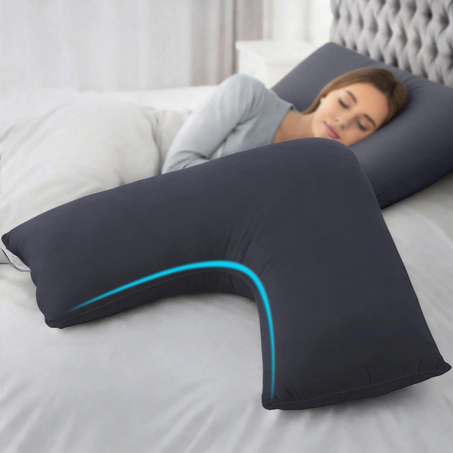 Giselle Bedding V Shape Nursing Body Pillow – Grey Full Body Support