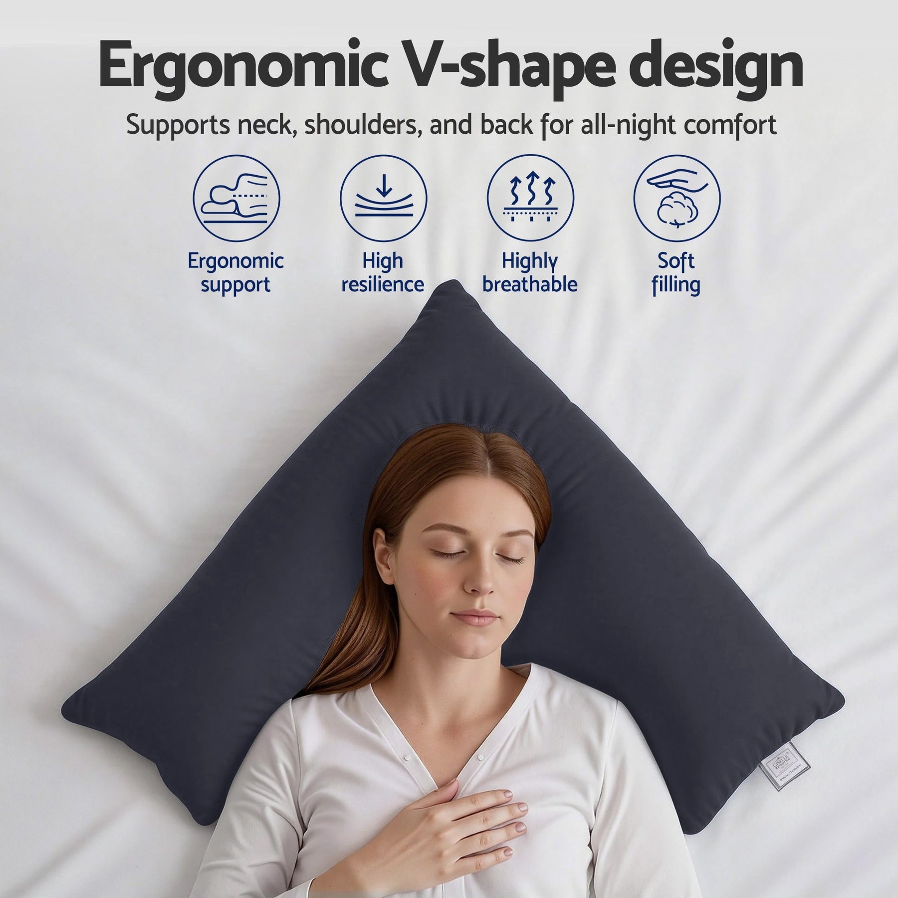 Giselle Bedding V Shape Nursing Body Pillow – Grey Full Body Support