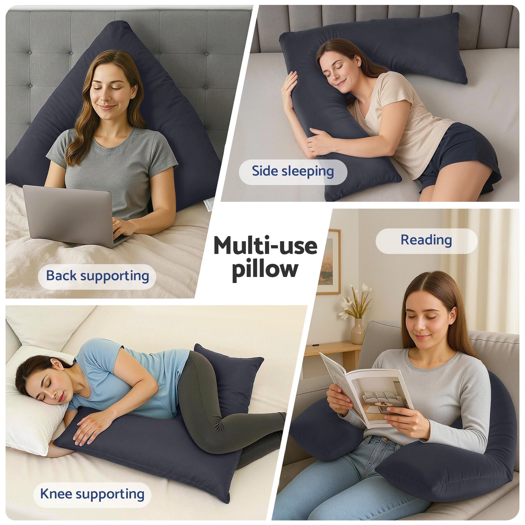 Giselle Bedding V Shape Nursing Body Pillow – Grey Full Body Support