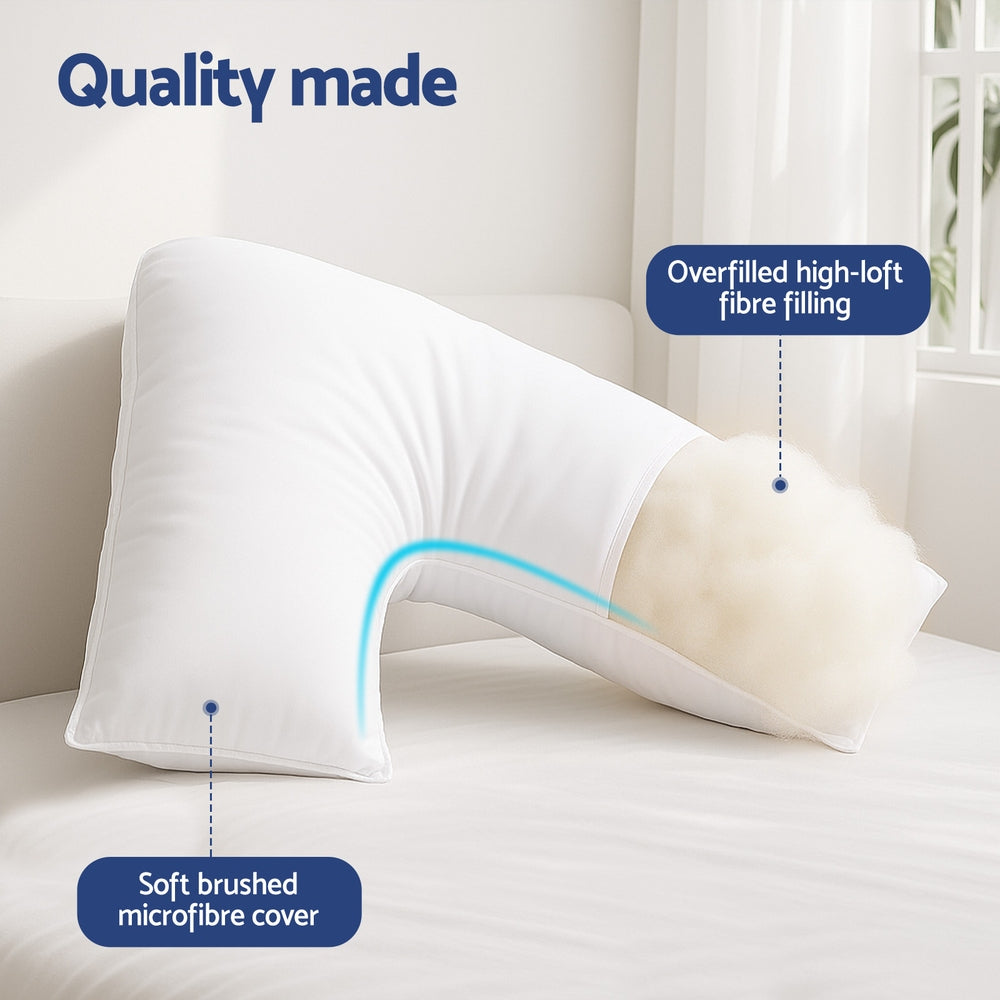 Giselle Bedding V Shape Boomerang Nursing Pillow – White