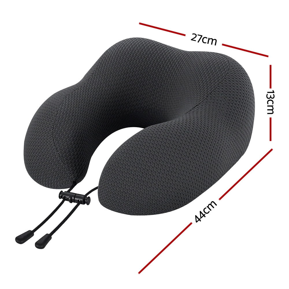 Giselle Bedding Travel Neck Pillow U-Shape Memory Foam 44x27x13cm Black - SuperSaverAU - view 2
