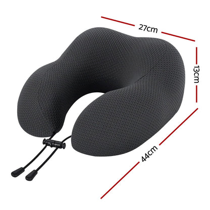 Giselle Bedding Travel Neck Pillow U-Shape Memory Foam 44x27x13cm Black