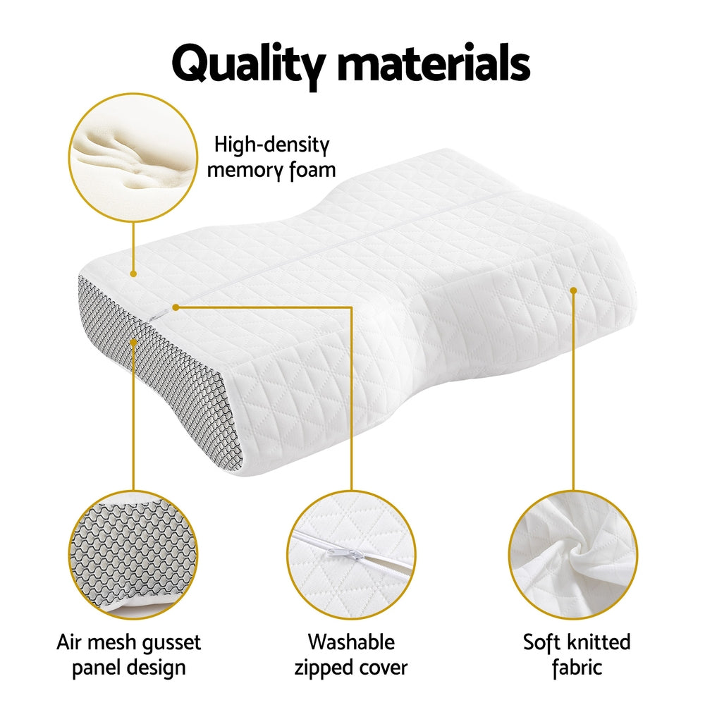 Giselle Bedding Memory Foam Pillow 50cm x 34cm - Ergonomic, Breathable, Washable - SuperSaverAU - view 5