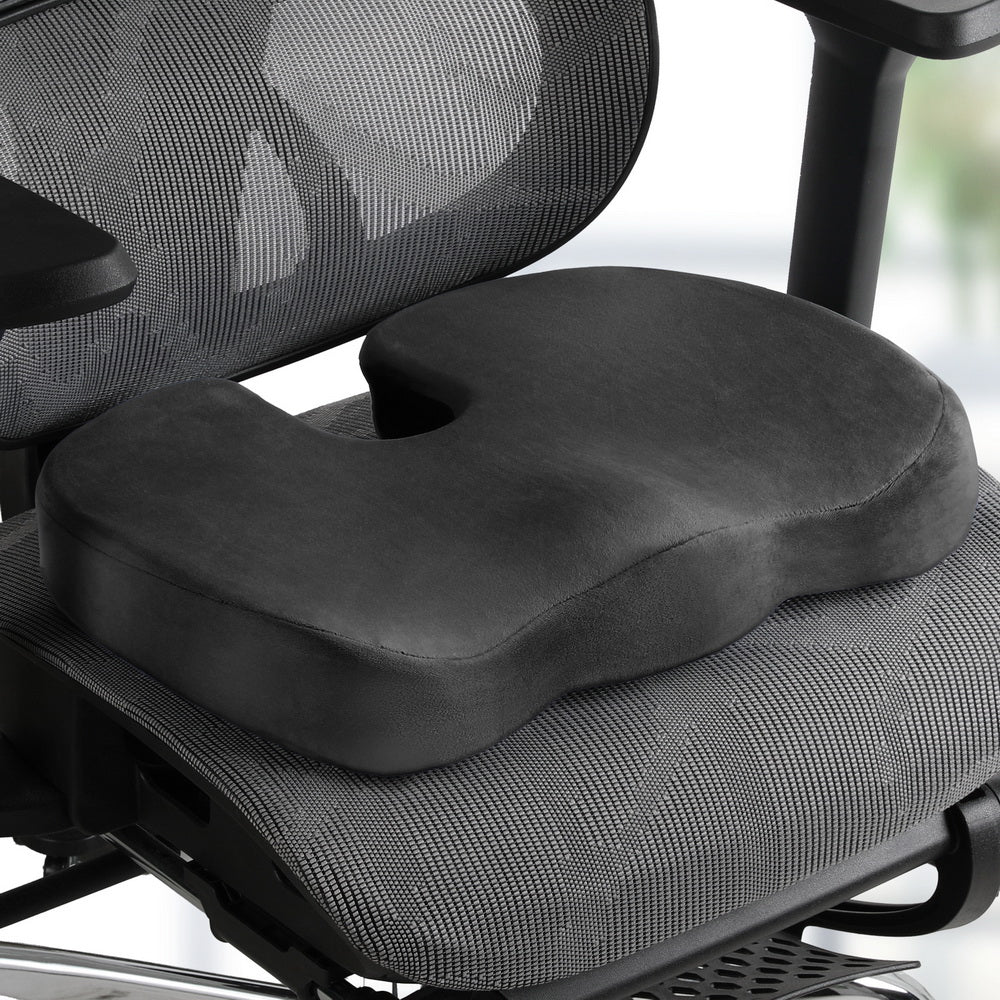 Giselle Bedding Memory Foam Seat Cushion 45cm x 36cm x 8cm Black, Ergonomic Design, Pressure Relief - SuperSaverAU - view 1