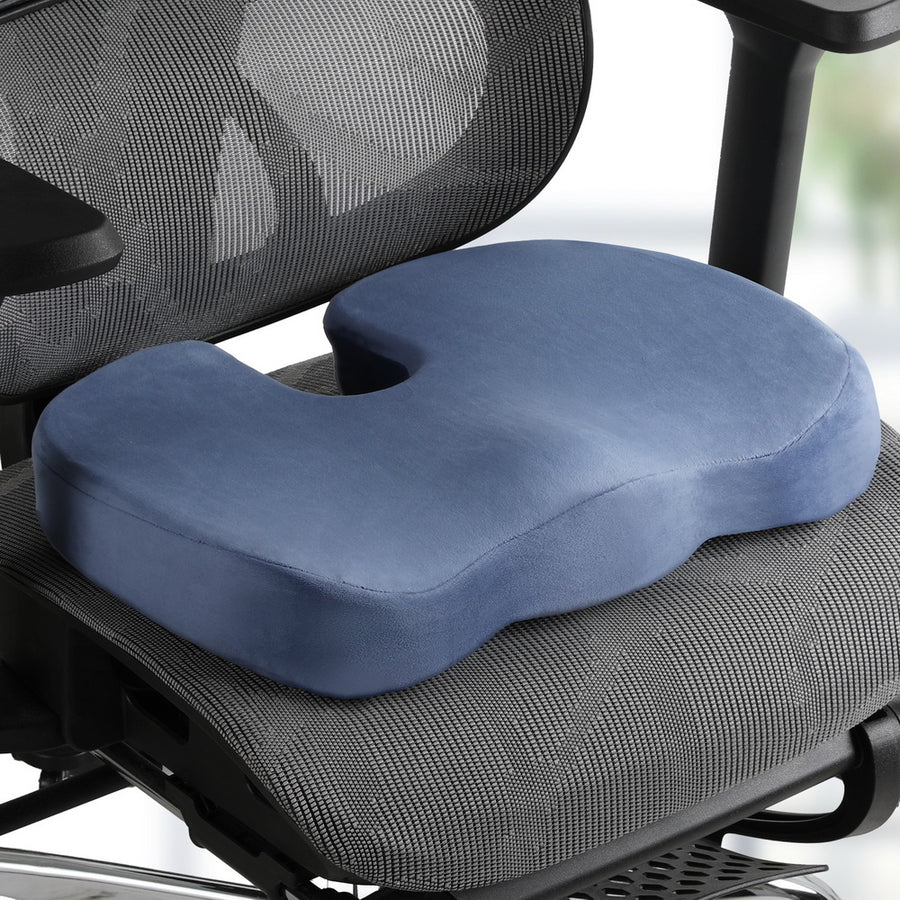 Giselle Bedding Memory Foam Seat Cushion 45cm x 36cm x 8cm Blue, Ergonomic Support - SuperSaverAU - view 1