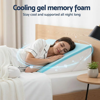 Giselle Bedding Adjustable Wedge Pillow 56*57*30 cm, Cooling Gel Memory Foam, Removable Cover