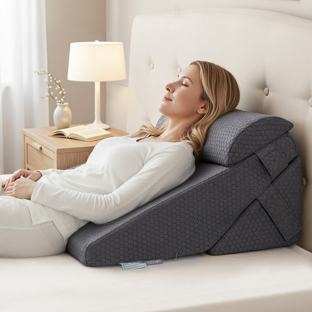 Giselle Bedding Adjustable Wedge Pillow 56*57*30 cm, Cooling Gel Memory Foam, Removable Cover - SuperSaverAU - view 7