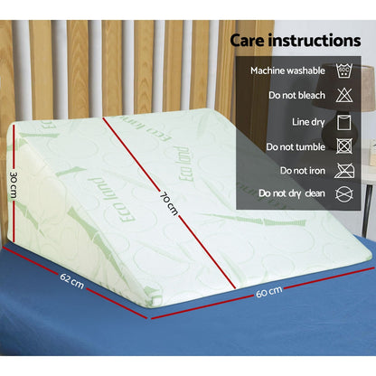 Giselle Bedding 3-in-1 Bed Wedge Pillow Cushion, Cool Gel Memory Foam, Bamboo Cover