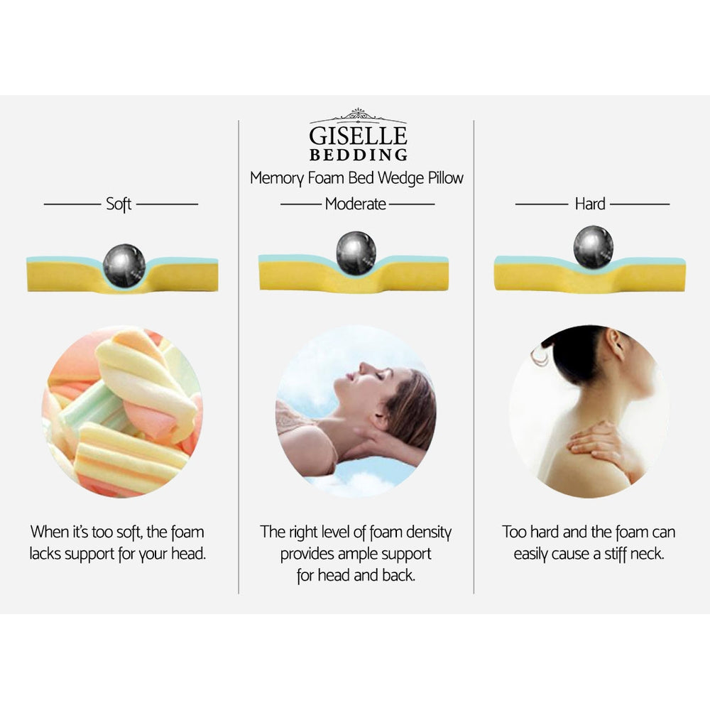 Giselle Bedding 3-in-1 Bed Wedge Pillow Cushion, Cool Gel Memory Foam, Bamboo Cover