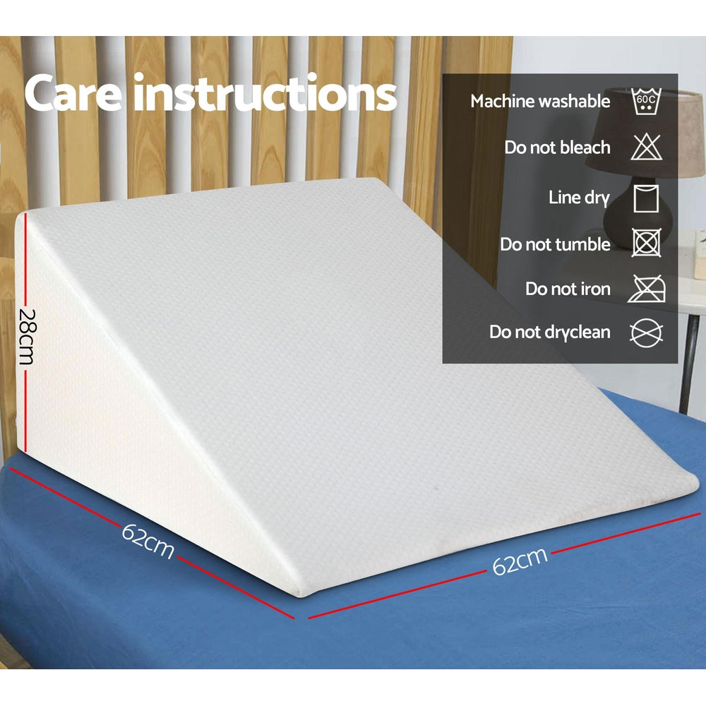 Giselle Bedding Bed Wedge Support Pillow, Cool Gel Memory Foam, 62 x 62 x 28cm